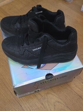 Skechers Black Glitter Kids Sneakers